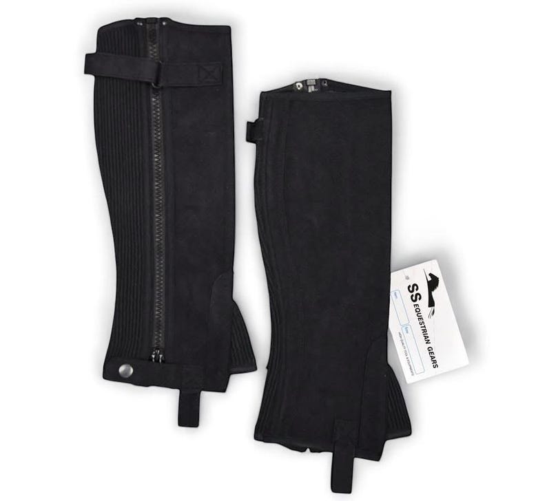 Half Chaps Medium Size Amara Chaps Horse Riding Chaps Equestrian Black image 1