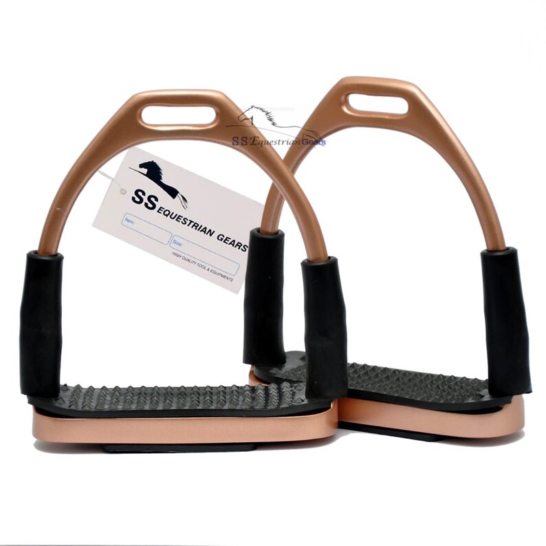 Amidale Flexi Safety Stirrups Horse Riding Bendy Irons Stainless Steel Black Treads 4 5 Inches