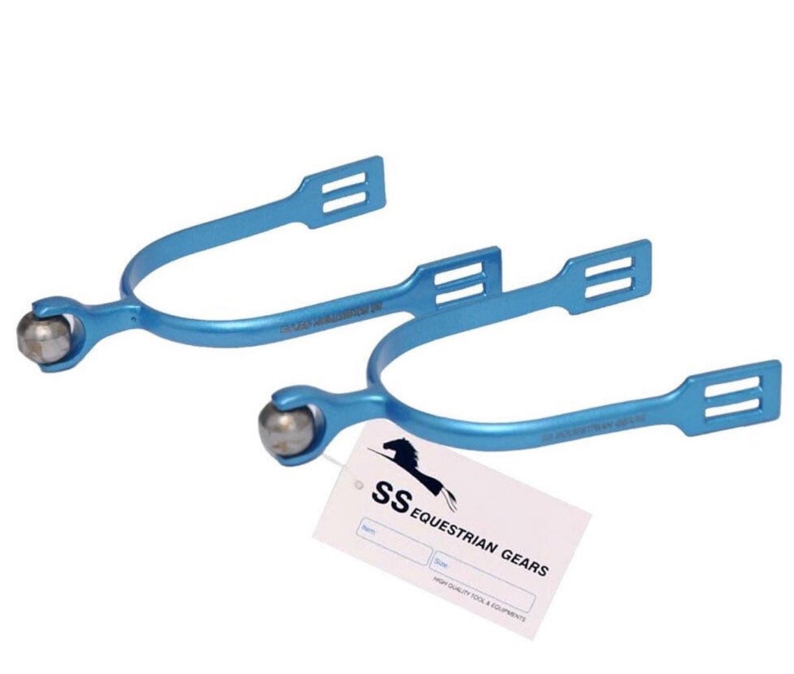 Horse Riding Spurs Blue Roller Ball Spurs Equestrian Etsy