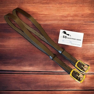 Leather Spur Straps | Brown | Golden Buckles | Unisex Size