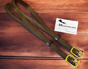 Leather Spur Straps | Brown | Golden Buckles | Unisex Size