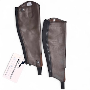 Half Chaps Horse Riding Equestrian Brown Genuine Leather Medium Size