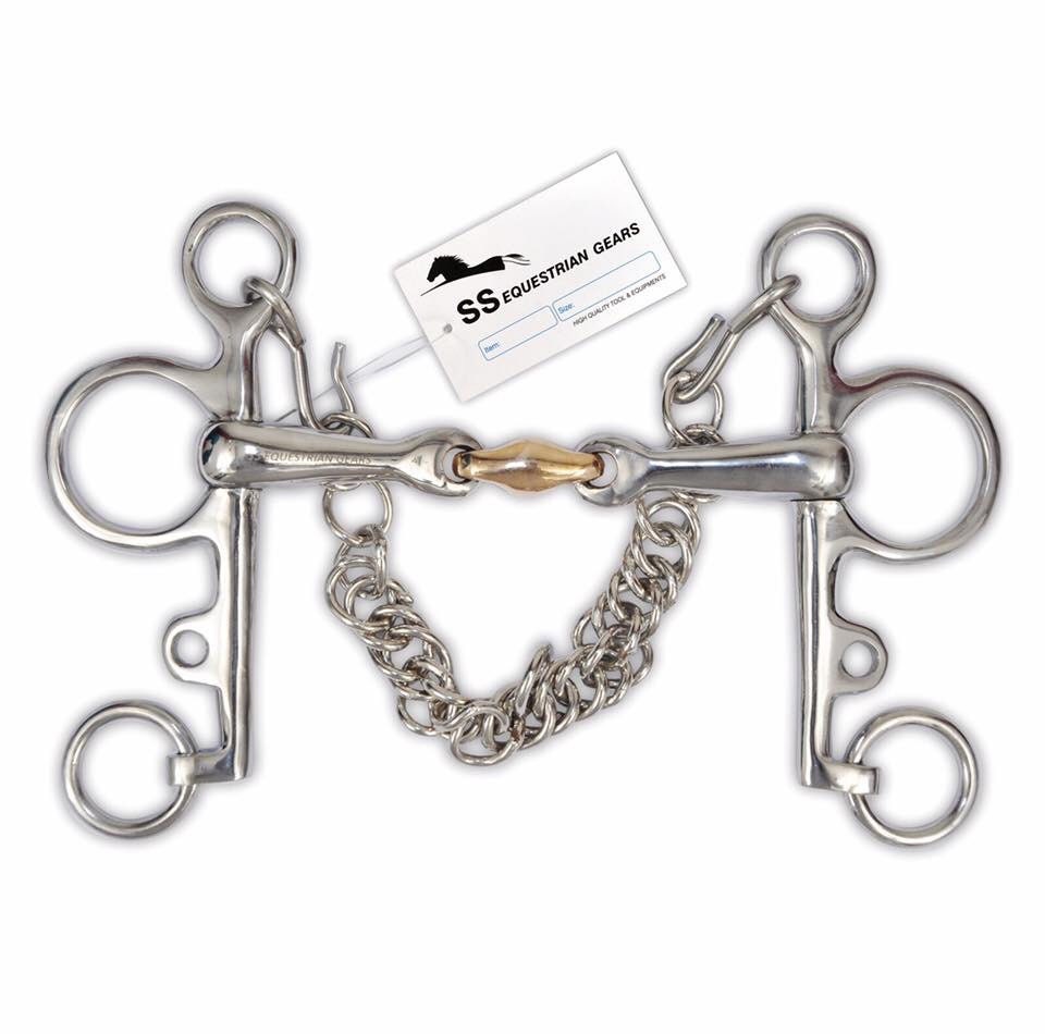 OTTE Double jointed Pelham Horse Bit with Copper Alloy Lozenge and