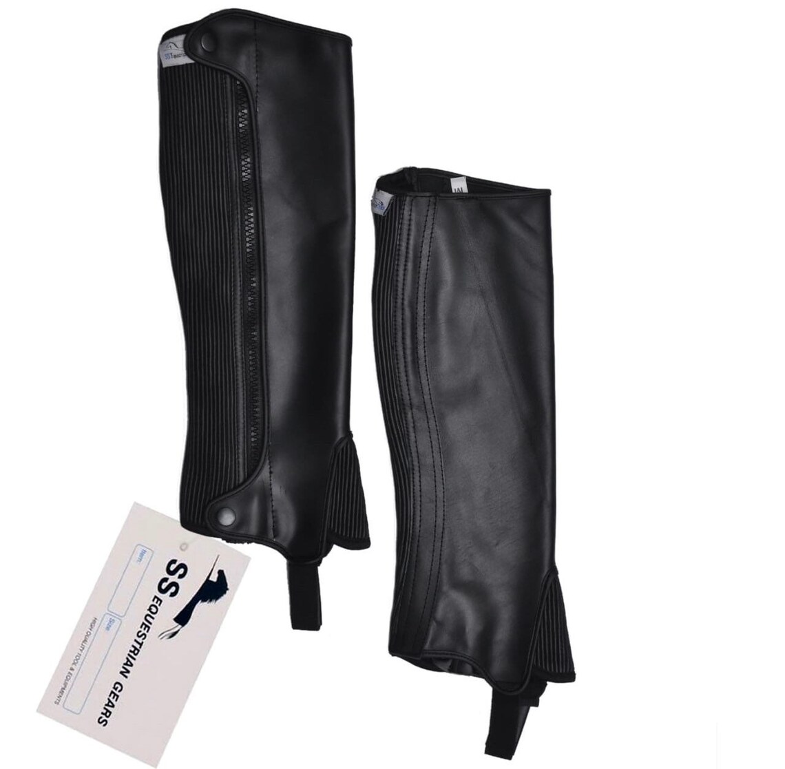 Half Chaps Horse Riding Equestrian Black Genuine Leather Etsy