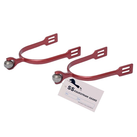 Horse Riding Spurs Metallic Red Roller Ball Spurs Equestrian Etsy