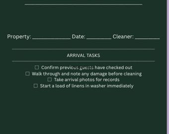 Lista de verificación de limpieza para alquileres vacacionales / Lista de verificación de rotación de Airbnb / PDF imprimible para limpiadores y anfitriones / Descarga instantánea (editable en Canva)