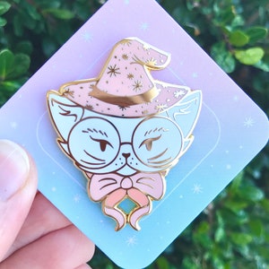White Cat Witch Hard Enamel Pin *Clearance