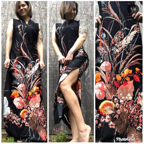 1970’s Vintage Tropicana Hawaii floor length dress