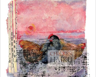 Chicken Haiku Notecards - Sunset Fire