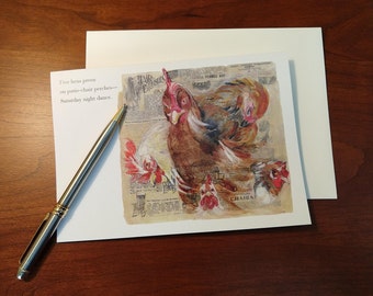 Chicken Haiku Notecards - Five Hens Preen
