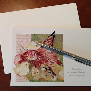 Chicken Haiku Notecards - Peeps Climb (landscape)