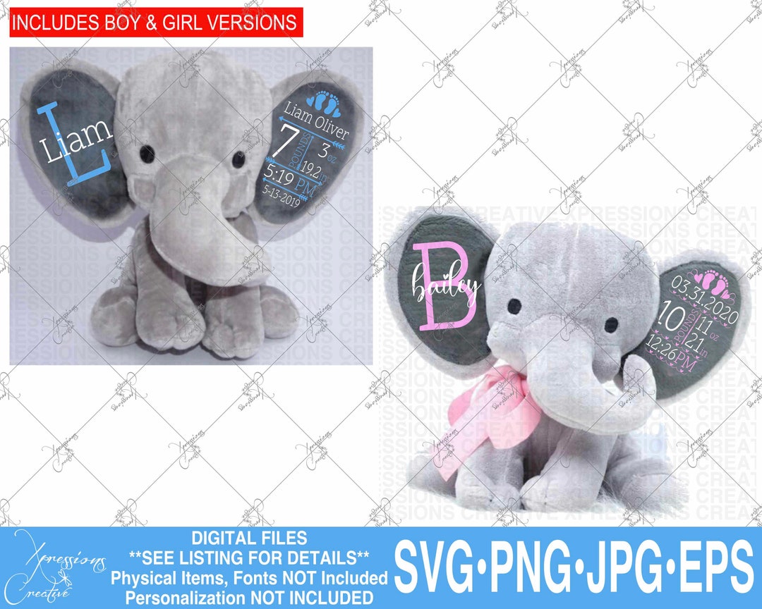 Birth Stats Boy Svg Birth Stats Girl Svg Elephant Ear Birth - Etsy UK