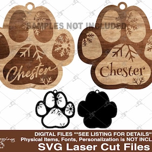 Layered Christmas Ornament, layered Laser Cut File, Paw ornament svg, dog svg, cat svg, laser pet paw print, Christmas Paw Ornament svg