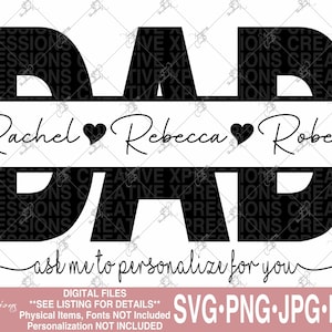 Svg papa, papa Split monogramme svg, svg tshirt papa, papa avec des noms, svg de la fête des pères, papa avec des noms d'enfants svg, mug personnalisé papa SVG