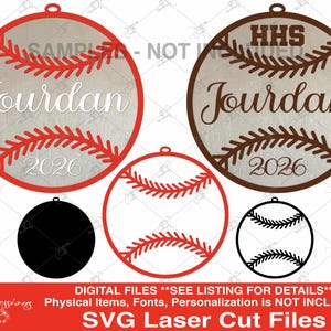 Baseball in formato SVG, Ornamento Baseball in formato SVG, Ornamento Baseball Laser, Ornamento Baseball Laser Personalizzato, Ornamento Laser Personalizzato, Incisione Laser