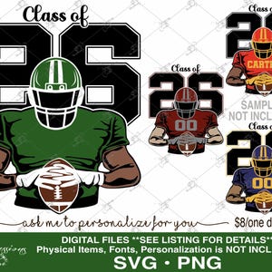 Futebol svg, Classe de 2026 svg, Classe de 26 svg, Varsity, Jogador de futebol negro svg, Jogador de futebol personalizado, Jogador personalizado de pele marrom