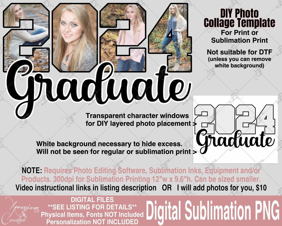 2024 Photo Collage Template Class of 2024 Sublimation PNG Etsy Ireland