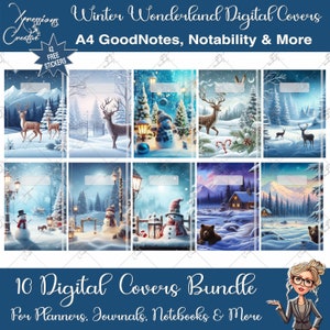 Digital Notebook Covers, Digital Winter Wonderland Covers, Goodnotes Covers, Notability Journal Covers, Digital Planner Covers, Winter