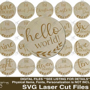 Rondes d'étape importante pour bébé, lot de nouveau-né SVG, lot de bébé, marqueurs d'étape importante du mois pour bébé, premières images de bébé, svg laser, svg Glow Forge svg xTool