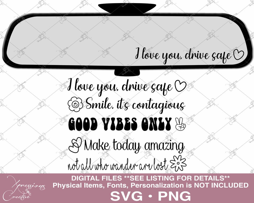Free Rear View Mirror Decals Rear View Mirror Decal Bundle, Mirror Decal Svg, Car Window Decal Svg ...