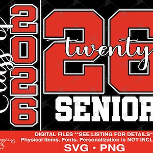 Senior 2026 svg, Senior 2026 DTF, Senior Twenty 26 svg, 2026 Graduate, 2026 Graduation, Direct To Film, Senior Class of 2026 svg Bundle, PNG