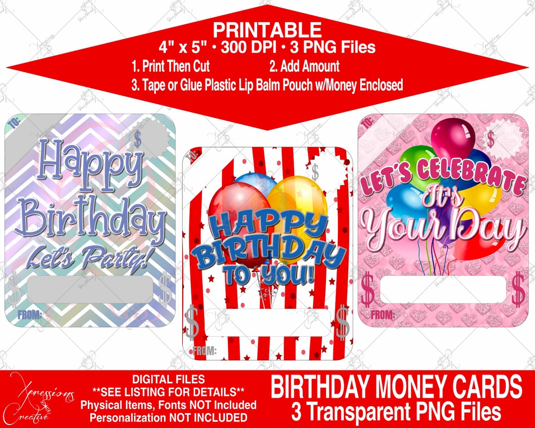 Birthday Money Card, Birthday Money Card Holder, Birthday PNG, Printable Money Card, Money Card