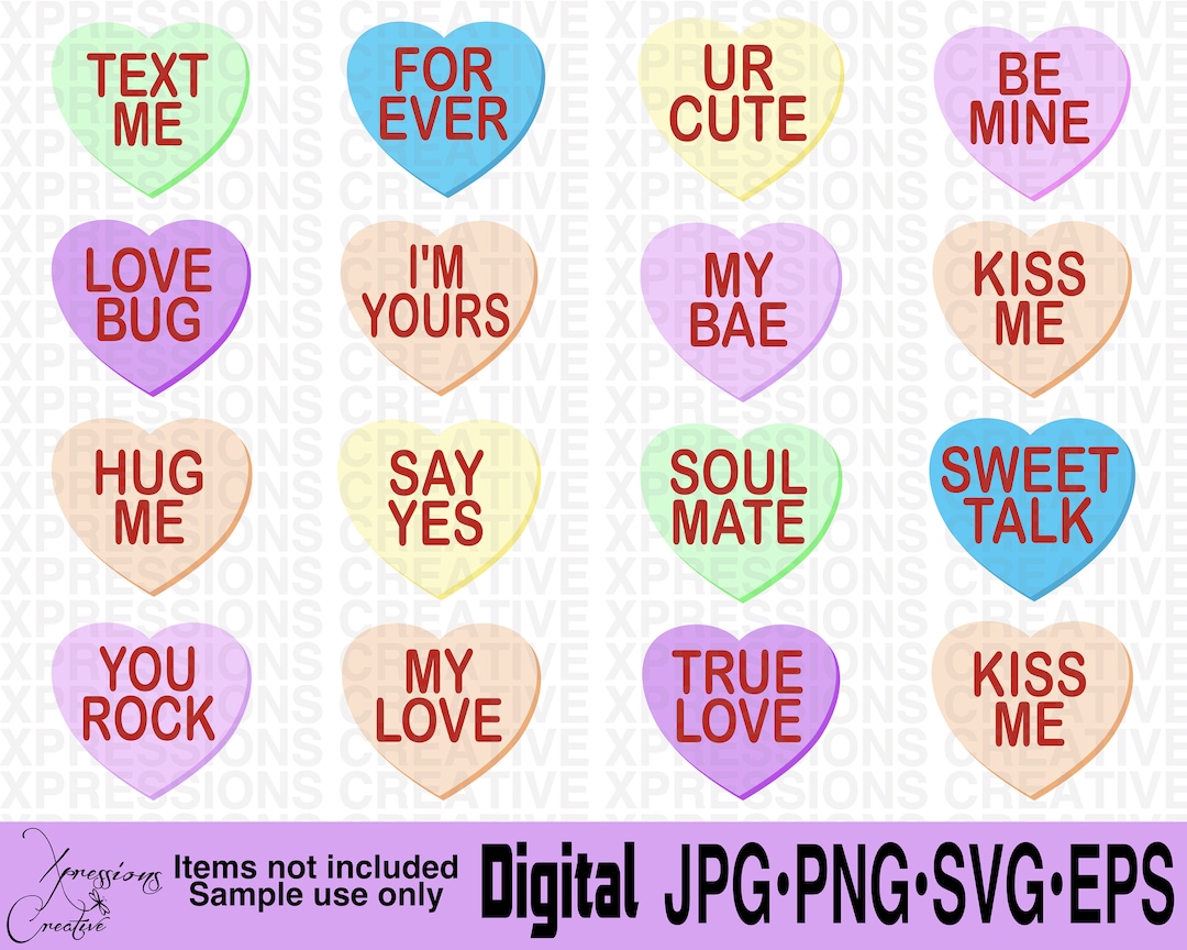 Valentine SVG, Conversation Hearts SVG, Valentines Day SVG, Candy