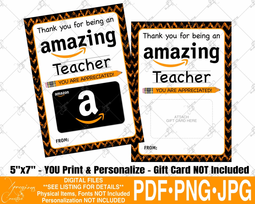 Thank You Amazon Gift Card Holder 5x7 Instant Download Thank Etsy