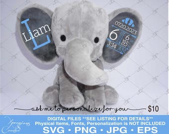 Birth Stats Boy svg, Birth Stats svg, Elephant ear birth Stats, Gift for Newborn, Welcome baby svg, Birth Announcement svg, baby boy stats