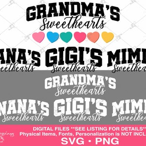 Nom de petit-enfant coeur personnalisé Svg, lot de svg amoureux de grand-mère, tshirt fête des mères, mimi, gigi, grand-mère, grand-mère, cadeaux pour grand-mère, personnalisé