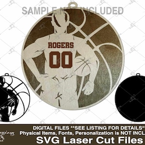 Jugador de baloncesto svg, baloncesto svg, adorno de baloncesto láser personalizado svg, jugador de baloncesto personalizado, adorno láser svg, corte láser