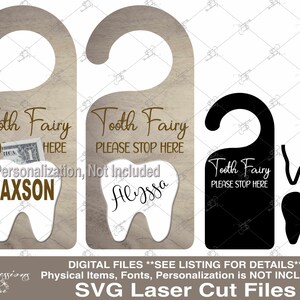 Svg d'accroche-porte fée des dents, accroche-porte fée des dents fichier coupé, fichiers de gravure de fée des dents, lueur forge svg, svg xtool, fichiers de gravure laser