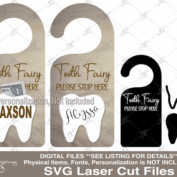 Tooth fairy door hanger svg, tooth fairy door hanger cut file, tooth fairy engrave files, glow forge svg, xtool svg, laser engrave files