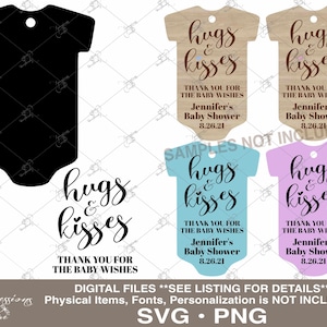 Laser-Babyparty-Favor Tags, Babyparty-Dankesschön-Tags, Lasergravur, Laserschnitt, Drucken und dann schneiden, Babypartyanhänger, Umarmungen und Küsse, Geschenk