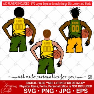 Basketball Player svg, Basketball svg, Personalized Player, Black Basketball Player svg, Custom Basketball Player, Template, Brown skin