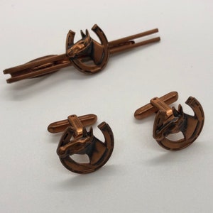 Hickok Horse head Equestrian Cufflinks bronze Tone