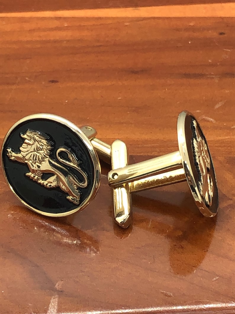 Hickok Cufflinks Heraldic Rampant Lion Etsy