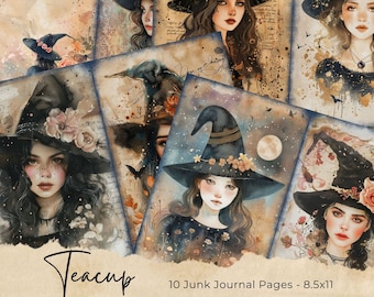 Witch Junk Journal Pages Witchy Halloween Magic Junk Journal Kit Magic Celestial Halloween Scrapbook Ephemera Dark Academy Craft Supplies
