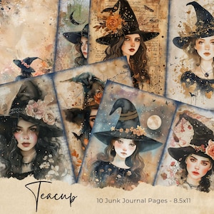 Witch Junk Journal Pages Witchy Halloween Magic Junk Journal Kit Magic Celestial Halloween Scrapbook Ephemera Dark Academy Craft Supplies