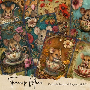 Jolie petite souris, kit de journal indésirable, vintage, pages de journal, journal indésirable, Woodland, fantaisie, souris, éphémère, imprimable, scrapbooking