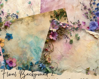 Akwarela Kwiaty Dzikie Junk Journal Wydrukuj Stronę, Kwiaty Junk Journal Kit, Junk Journal Paper Digital Collage Sheet, Natychmiastowe Pobieranie