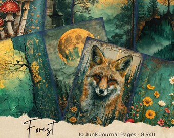 Pages imprimables pour le journal des déchets de la forêt aquarelle, papier pour journal des déchets de la forêt, kit de journal des déchets des bois, journal de randonnée