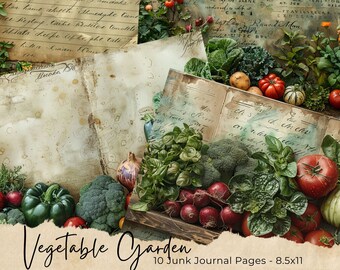 Pagine di diario di giardinaggio, kit di carta per album digitali, stampabile per giardinieri, foglio di collage di piante acquerellate, giardino botanico vintage