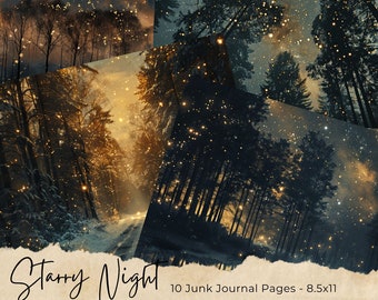 Celestial Moon Junk Journal Pages, Digital Scrapbook Paper Kit, Vintage Night Sky Ephemera, Astronomy Printable, Mystical Star Collage Sheet