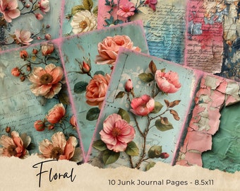 Watercolor Wildflowers Junk Journal Printable Page, Flowers Junk Journal Kit, Junk Journal Paper Digital Collage Sheet, Instant Download