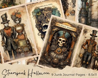 Halloween Junk Journal Pages, Digital Scrapbook Paper Kit, Dark Spooky ...