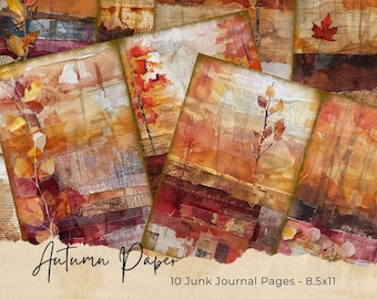 Cozy Autumn Junk Journal Pages, Digital Fall Scrapbook Kit, Printable Paper, Collage Sheet, Vintage Ephemera, Cottage Download, Fall Craft