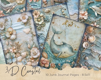 Shabby Chic Coastal Junk Journal Kit | Seaside Cottage | Nautical Ephemera | Scrapbooking | Printable Journal Pages | Paper Crafts