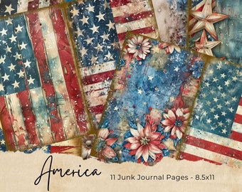 Amérique patriotique, kit de journal indésirable, Americana, homme, vétéran, gars, armée, 4 juillet, vintage, imprimable, téléchargement numérique