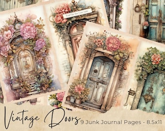 Shabby, Dörrar, Trä, Skräpjournal, Dörr, Öppen, Present, Kort, Omslag, Bedårande, Fédörr, Utskrivbar, Skräpjournaldörrar, Digital Nedladdning